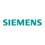 Logotipo da Siemens escrito em letras maiúsculas na cor azul turquesa, marca parceira da Líder Security em tecnologia contra incêndio.